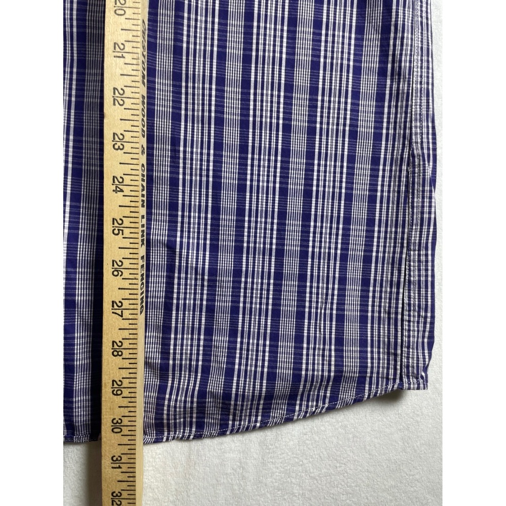 michael kors mens 100% cotton plaid button down 16 32/33 preppy old money - Picture 6 of 9